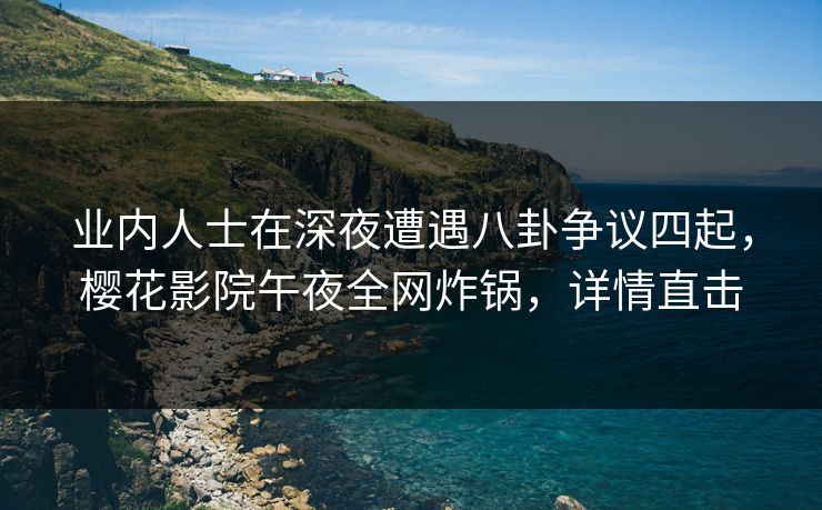 业内人士在深夜遭遇八卦争议四起，樱花影院午夜全网炸锅，详情直击