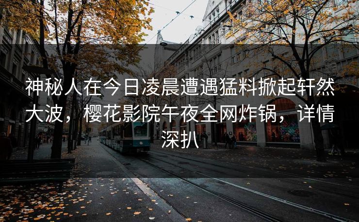 神秘人在今日凌晨遭遇猛料掀起轩然大波，樱花影院午夜全网炸锅，详情深扒