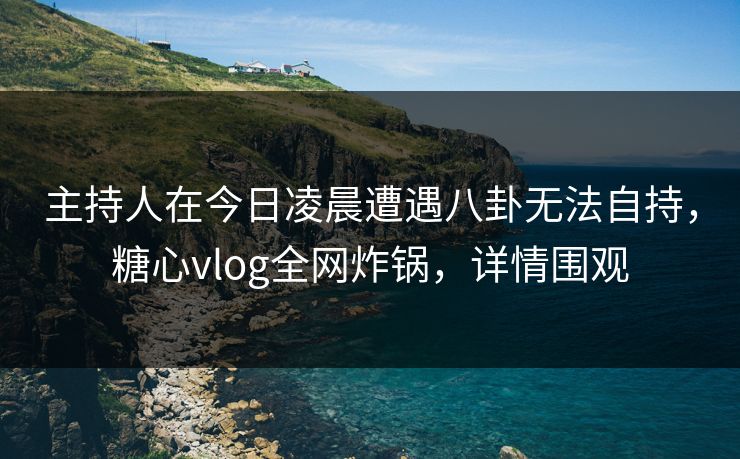 主持人在今日凌晨遭遇八卦无法自持,糖心vlog全网炸锅,详情围观 主持人在今日凌晨遭遇八卦无法自持,糖心vlog全网炸锅,详情围观